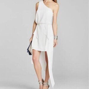 NWT BCBGMAXAZRIA Margo One Shoulder White Dress - Size L